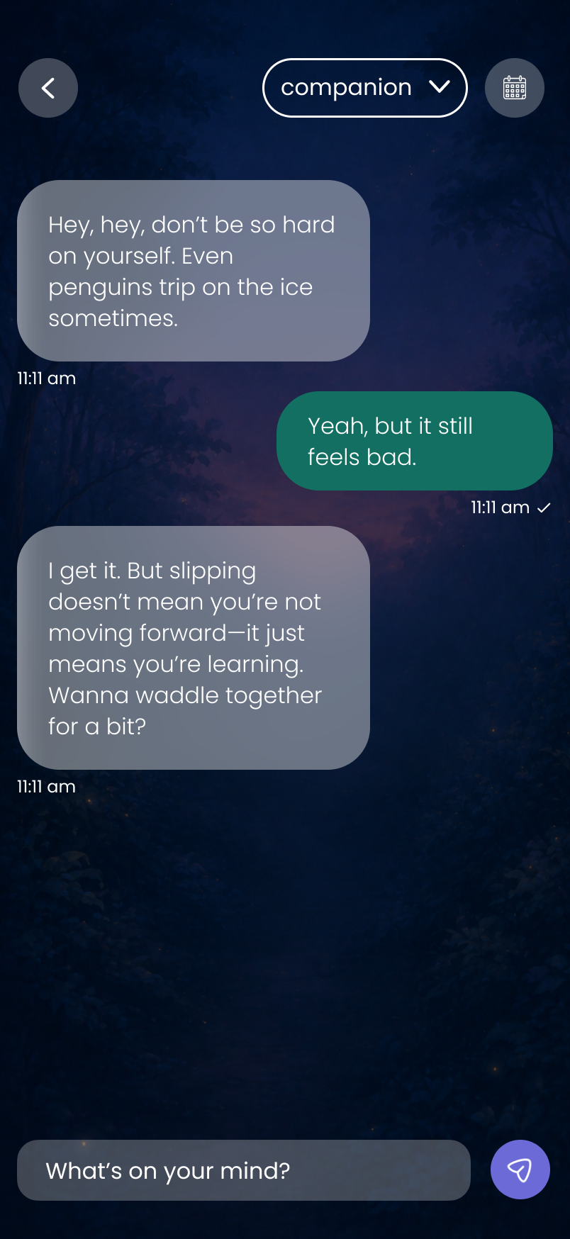 Original UNIMO conversation screen